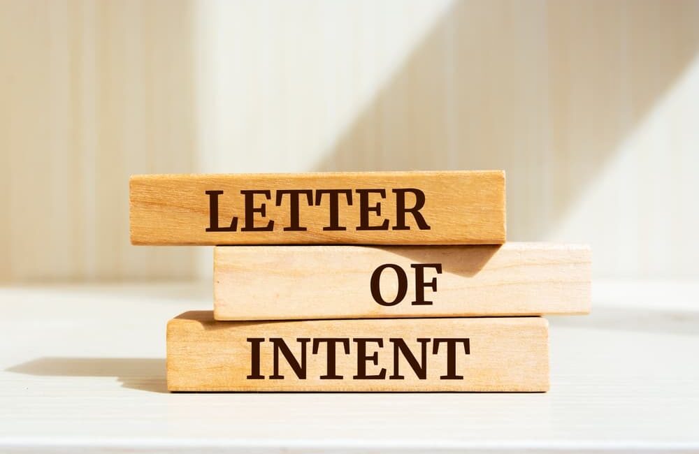 Wooden blocks with words 'Letter of Intent'.