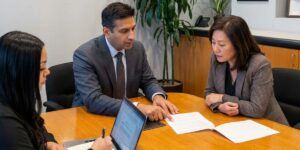 Trust attorney Max Alavi discussing a no-contest clause to a beneficiary